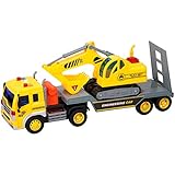 Material: Kunststoff Warenhandel König Kinderspielzeug Auto Maßstab 1:16 LKW Tieflader mit Bagger Schwertransporter Ton #446