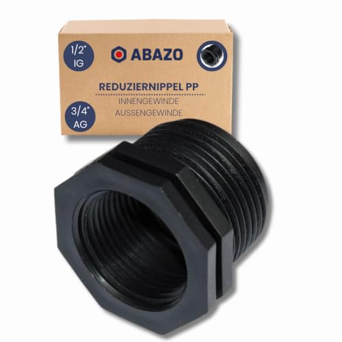 ABAZO - Pumpenanschlussstutzen an Gartenpumpe, Schlauchverbinder, Rückschlagventil für die Pumpe, Anschluss an einen Hydrophor, Satz Pumpenzubehör, Reduziernippel PP 1/2'IG x 3/4'AG