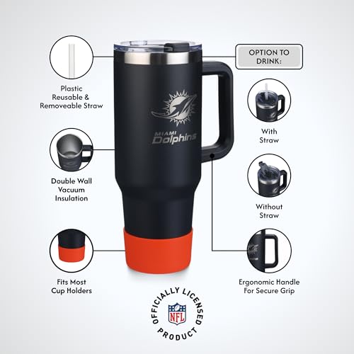 Image of The Memory Company Officially Licensed NFL - Miami Dolphins 46oz Game Day Tumbler with Laser Engraved Team Logo