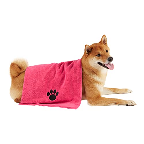 Image of Bone Dry Pet Grooming, Embroidered Microfiber Towel Drying Collection, 15x30, Raspberry Sorbet
