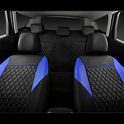 Image of CAR PASS Leather Seat Covers-Universal Quilting Car Seat Cover with 5mm Composite Sponge Inside,Airbag Compatible,Front and Rear Seat Covers for Most Sedan,SUV,Van,Truck(Full Set,Blue)