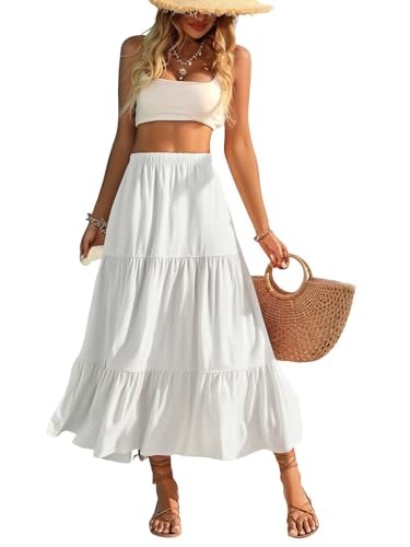 GORGLITTER Women's Boho Skirt Flowy Flared Ruffle Summer Long Maxi Skirts Going Out Outfits4