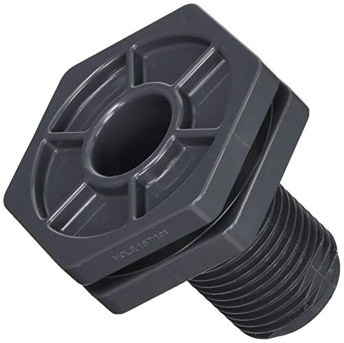 Hayward BFA1010CEL Series BFA Large Flange Bulkhead Fitting, Socket x Threaded End, PVC with EPDM Seals, 1" Size