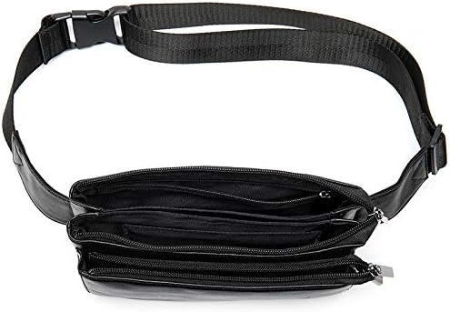 Niucunzh Small Leather Mens Fanny Packs for Women Lightweight Lambskin Leather Waist Bag Sport Men Crossbody Belt Purse Hip bags Hands-Free Bumbag Black - Image 5