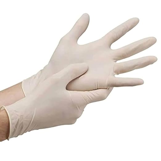 Latex Powder-Free Premium Disposable Rubber Medical Examination Gloves (Pack of 100 Pcs, Large Size, Off-White)