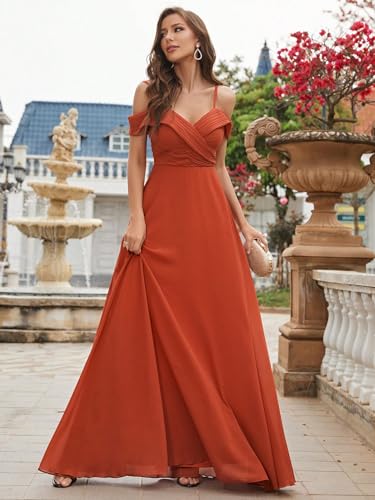 Cold Shoulder Ruched Floor Length Chiffon Bridesmaid Dress Elegant Evening Gowns Prom Dress Formal Dresses4