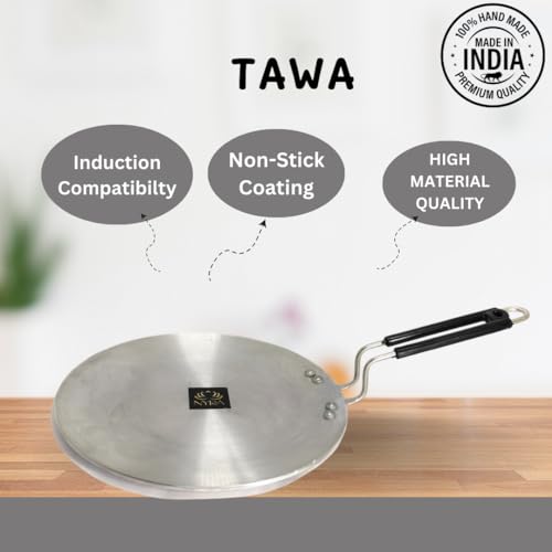 Image of NYRA Aluminium Induction Base Tawa With Stainless Steel Handle For Making Chapati /Roti /Dosa /Chilla /Paratha And Many More,26 Cm