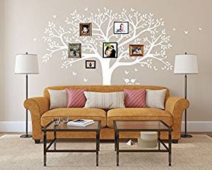 Lskoo Family Photo Frame Tree Wall Decals Family Tree Decal Living Room Home Decor (108" Wide X 84" Tall) (White) #TOP4