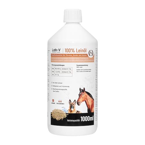 Lab-V Aceite de linaza para caballos, perros y gatos, 1000 ml