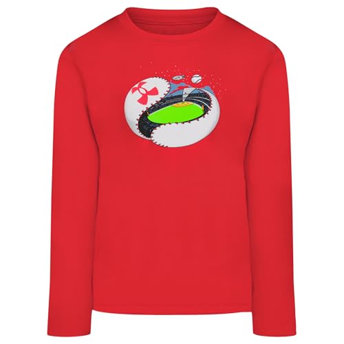 Under Armour Boys' Long Sleeve Logo Graphic T-Shirt, Lightweight & Breathable, Relaxed Fit, Red Baseball, 2T