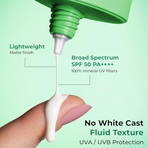 Image of Conscious Chemist 100% Mineral Sunscreen Ultra Light Fluid | SPF 50 PA++++ | In-Vivo Tested | Zinc Oxide & Niacinamide | Cica Exosome | Matte Finish, Sweat Resistant | No White Cast | For Oily, Acne-Prone & Sensitive Skin | UVA /UVB Protection | Men & Women, All Skin Type - 50ml