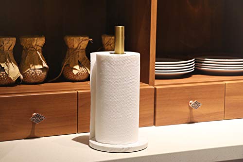 Lutavoy Marble Paper Towel Holders Copper Plated Standing Kitchen Paper Towel Holder With Marble Base (Kz22 - Gold) #TOP6