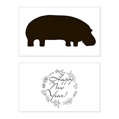 Tarjeta de felicitación de Año Nuevo con hipopótamo negro para sorprender a tus seres queridos