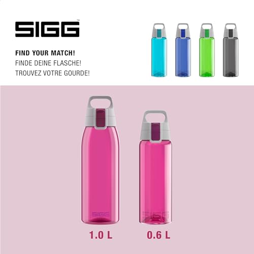 Sigg Total Color Berry Trinkflasche (0.6 L), schadstofffreie und auslaufsichere Trinkflasche, leichte und bruchfeste Trinkflasche aus Tritan