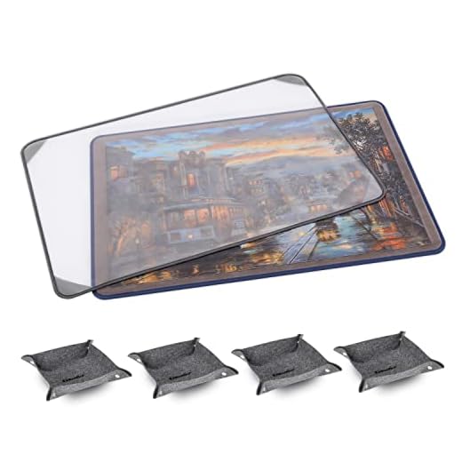 Kidoodler Jigsaw Puzzle Board with Cover & Sorting Trays | 33x22 Portable Puzzle Mat for 1000 pcs with 4 Foldable Sorting Trays | 4mm Reinforced Hardboard | Non-Slip Surface | Blue