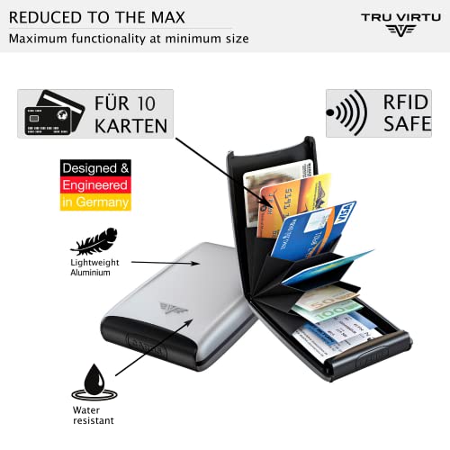 Tru Virtu® Credit Card Holder Ultra Light Aluminium Case Silver Arrow I Card Case RFID NFC Protection I Card Case Made of Premium Aluminium I Card Storage I Slim Wallet I Card Holder2