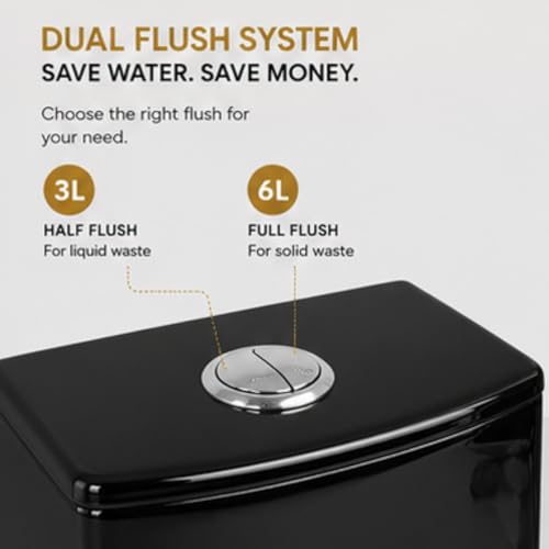 Image of KrissKross Premium Black Western Floor Mounted One Piece Water Closet Ceramic Western Toilet /Commode With Soft Close Seat Cover For Lavatory, Toilets S-Trap Outlet From Floor, Wash down flush (Black)