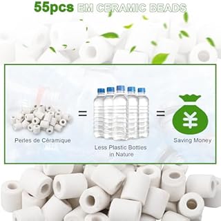 Samamoca 55 Perles de Céramique Blanc EM Filtre Eau du Robinet,Anti-Calcaire 100% Naturel,Réutilisable,Billes Filtration Chlore,Filtre Eau Naturel,Billes Filtration,Purification Eau,Carafe, Bouilloire