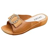 ✿✿【Facile da mettere On & Off】- Sandali da donna con cinturino elastico alla caviglia, sono facili da indossare e togliere.--Donna Estive Casa Piscina Ciabatte Slip-On Piatto Pantolette Ciabatte da Passeggio Donna Infradito Scarpe Basse da Donna Ciabatte for Donna Sandali con Testa Tonda in Pelle PU Pantofole Doccia Spiaggia Morbida Flip Flop Infradito Eleganti Mare Sandali Ciabatte Piatti Aperte