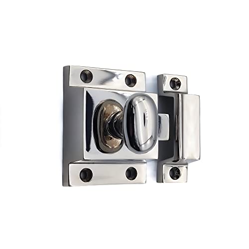 Infinity Decor Polished Nickel Kitchen Cupboard Catch with Attached Thumb Turn Latch Lock – Suitable for Wardrobe Dresser Furniture Doors