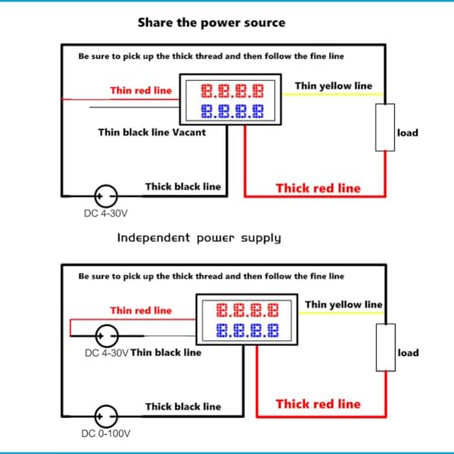 Risegun Digitales Voltmeter und Strommesser, DC 0-200V 10A 4 Ziffern LED-Anzeigebildschirm Multimeter Modul Spannung und Stromprüfer Werkzeug für elektrische Installationsprojekte