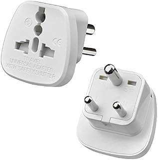 TEC UK - 2 X UK to India Travel Adapter, 3 Pin Prong Plugs for Visitor from UK, Europe, USA, Australia to India (PACK OF 2)