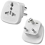 TEC UK - 2 X UK to India Travel Adapter, 3 Pin Prong Plugs for Visitor from UK, Europe, USA, Australia to India (PACK OF 2) White
