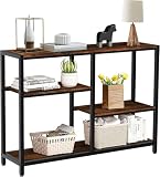 41-Inch Narrow Console Table with 3-Tier Shelves, Industrial Rustic Sofa Table for Entryway, Hallway, Living Room, Kitchen, Bedroom, Coffee Bar, Rustic Brown Foyer Table
