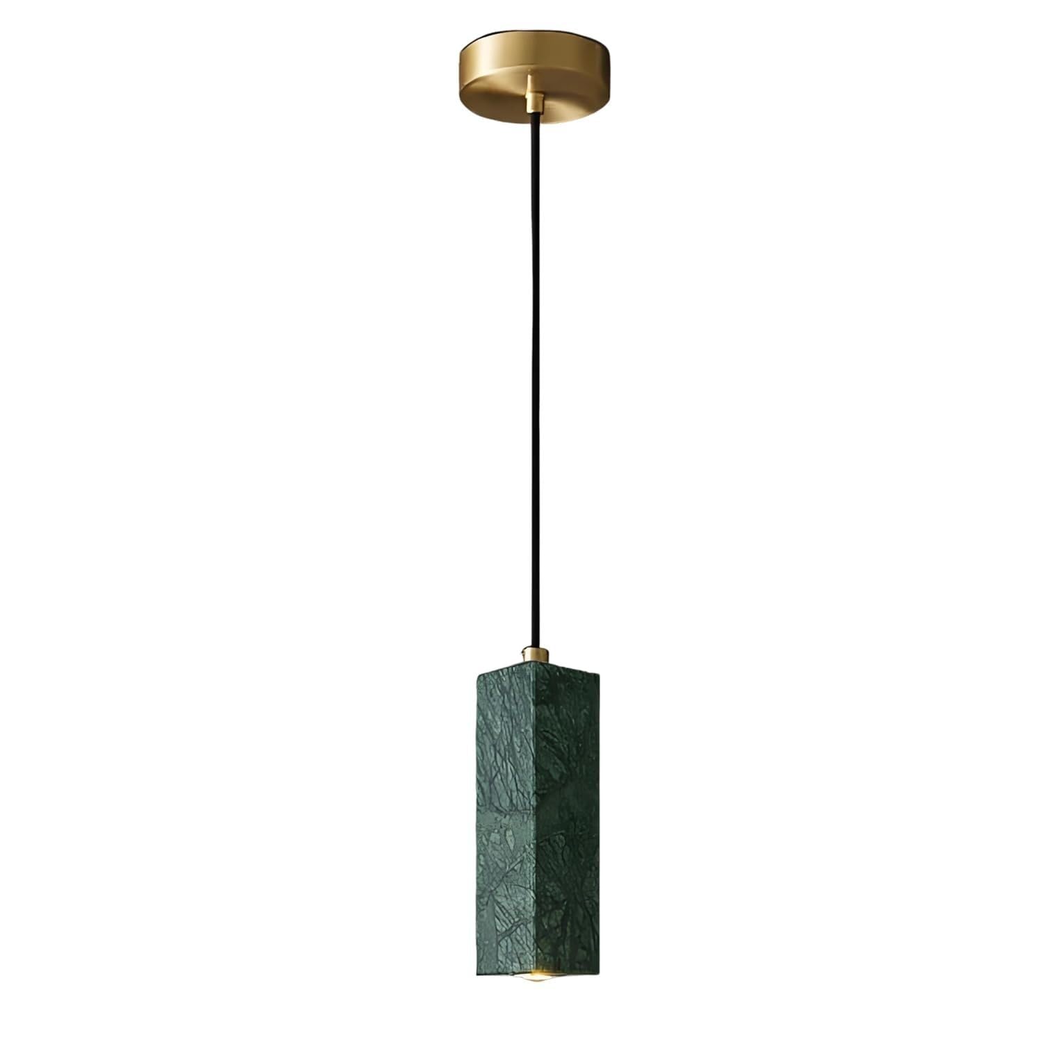 KXEcoLife Japanese Wabi Sabi Style Pendant Light Nordic Marble Chandeliers Dark Green Natural Stone Shade Hanging for Dining Room Kitchen Island Hallway