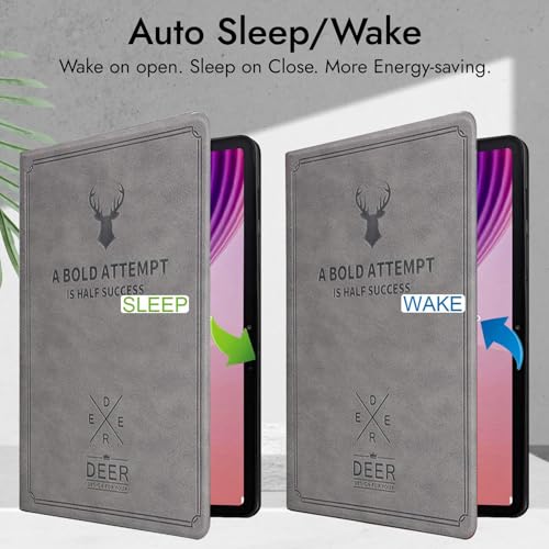 Image of Robustrion Cover for Lenovo Tab 10.1 inch 2025 Cover Case, Deer Flip Cover Case for Lenovo Tab 10.1 inch Tablet Cover TB-311FU /311XU - Grey