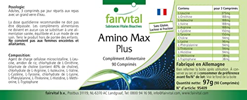 Fairvital | Amino Max Plus végétarien - hautement dosé - 90 comprimés - contient 13 acides aminés essentiels - – Image 7