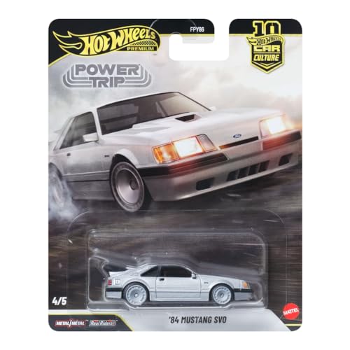Image of Hot Wheels Premium Car Culture Collectible Toy Car, 1:64 Scale Die-Cast 84 Mustang SVO, Eurospeed Vehicle with Real Riders Tires