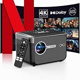 2025 4K Smart Projector with Streaming Apps NETFLIX Licensed, WiFi6 & NFC Cast BT5.4 Dolby Audio Voice Remote HDR10 1080P Auto/Electric Focus Indoor Outdoor Movie Proyector Gaming Android TV Portable -  CAIWEI