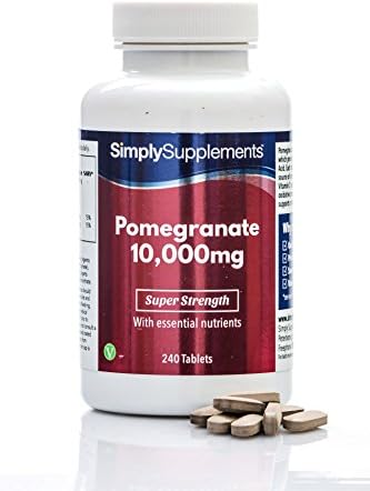 Pomegranate Extract Tablets | Potent 10000mg Formulation | 240 Tablets = Up to 4 Month Supply | with Added Vitamin C for Antioxidant Support | Vegan & Vegetarian Friendly | Manufactured in The UK