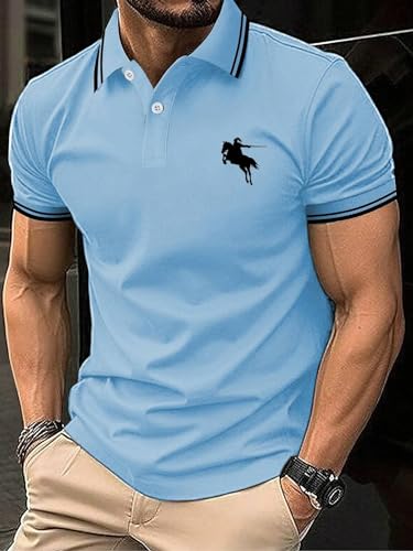 Image of Lymio Men Cotton Loose T-Shirt || Plain || (Polo-18-21) Pack of 2
