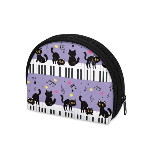Cat Coin Purse for Women with Card Holder Pinao Music Little Zipper Bag3
