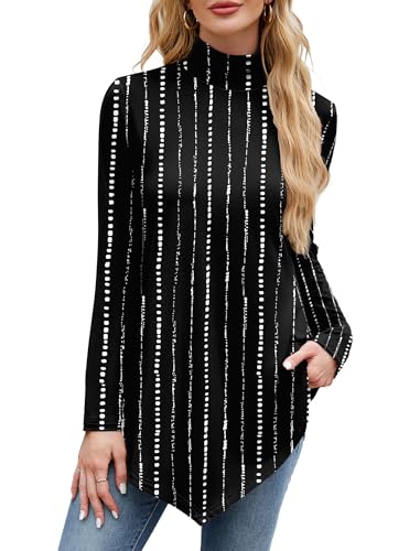 Image of JUSTFASHIONNOW Turtle Neck Shirts for Women Long Sleeve Fall Tunic Tops