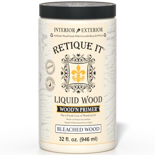 Retique It Wood'n Primer - Paint it then stain it - Stainable Wood Fiber Paint (Bleached Wood, Large)