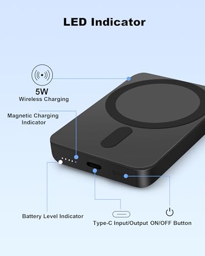 Cargador portátil Miady Mini MagSafe compatible 5000mAh miniatura 6