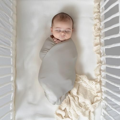 Image of The White Cradle 100% Organic Cotton Baby Swaddle Wrap, Large 112x112 cm Super Soft Muslin, 1 pc Pack, Grey