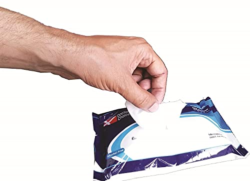 Image of Doctor's Choice Wet Wipes | Soft Bed Bath Wipes | 10 Large Wipes /Pack (32 x 32 cm) | Alcohol-free & Clinically Safe | Pack of 5 (50 wipes)