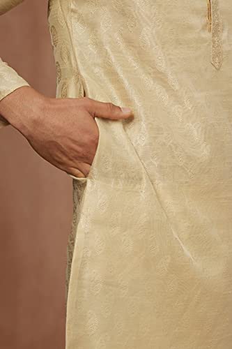 Image of Manyavar Men's Art Silk Jacquard Woven Ethnic Kurta Set (2pcs)
