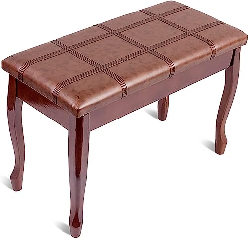 SXSHEYS Taburete de Piano para Banquete Familiar, tocador, Banco de Lujo de Altura Fija con cojín Impermeable y Tapa abatible sólida Interior, Almacenamiento Adicional para partituras, Teca