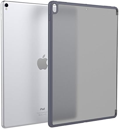 Apple IPad Pro 12.9 Inch Semi-transparent Ultra Thin Edge Protection Case with Reinforced Rubber Edges for 2017 Ipad Pro A1670 A1671(Semi-transparent black+black)
