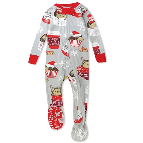 Image of HonestBaby Baby One-Piece Holiday Non-Slip Footed 100% Organic Cotton Pajamas