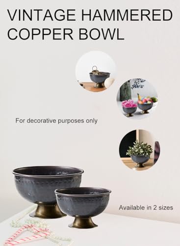 Serene Spaces Living SSL2615AIRSFS Large Antique Style Hammered Copper Decorative Bowl: Rustic Accent thumb #6