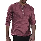 larga de color caqui SSBZYES Camisas Para Hombres Camisas De Manga Larga Para Hombres Camisa Simple De Manga Larga De Color Sólido Para Hombres Camisa De Manga Larga Con Cuello En V Y Botones Sueltos Camisa De Manga Larga