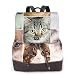 Sac à dos en cuir pour femme Motif paresseux - Noir - Puzzle visage de chat, Taille unique