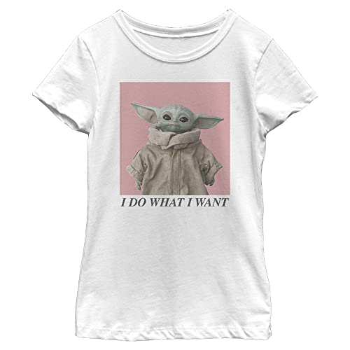 T-shirt Star Wars Mandalorian fille blanc en coton taille S pour enfant