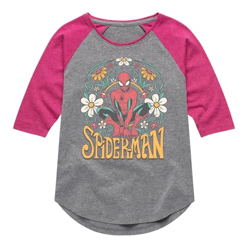 Marvel Spider-Man - Florals - Toddler and Youth Girls Shirt Tail Raglan